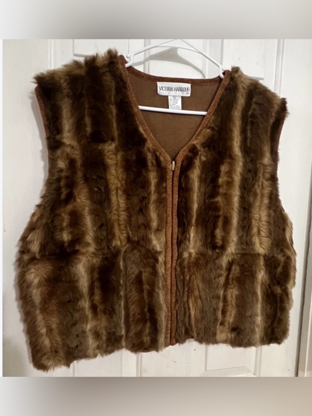 Vintage Brown Faux Fur Vest XL Cozy Ski Lodge Boho Chic